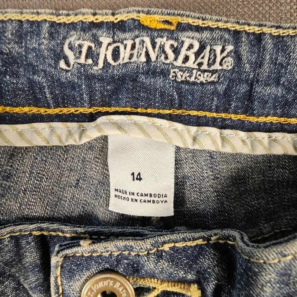 St Johns Bay Womens Bootcut Jeans Medium Wash Stretch Denim Size 14